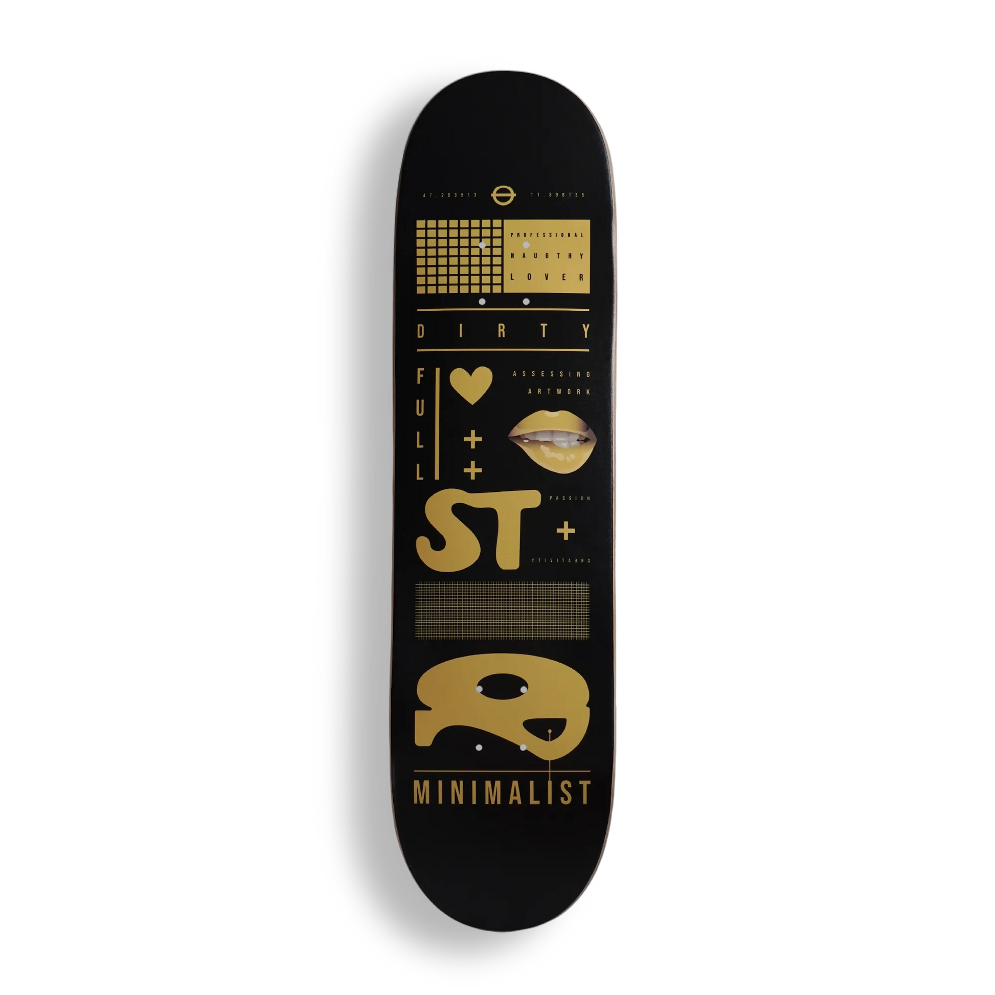 dirty minimalist skateboard deck fullstopbrand