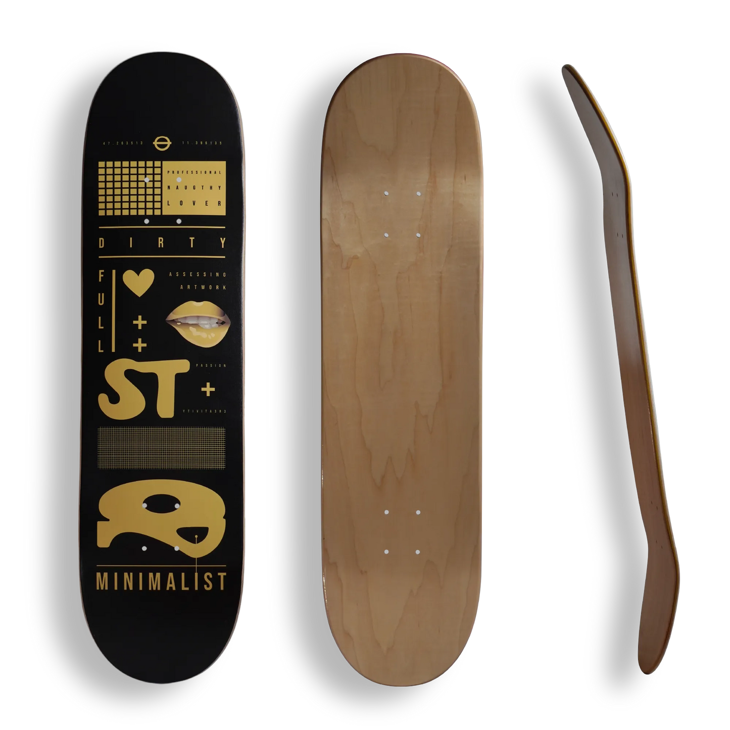 dirty minimalist skateboard deck fullstopbrand